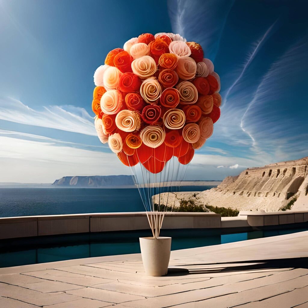 ramo de flores con globos